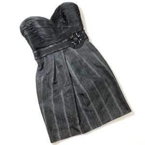 NWT BCBGMaxAzria Black Chalk Woven Cocktail Dress